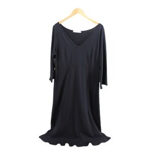 Fresh Produce Maxi Dress XL Black V-Neck 3/4 Sleeve Ruffle Casual Beach